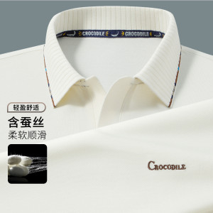 鳄鱼恤CROCODILE 男士夏季中青年舒适短袖条纹商务POLO衫