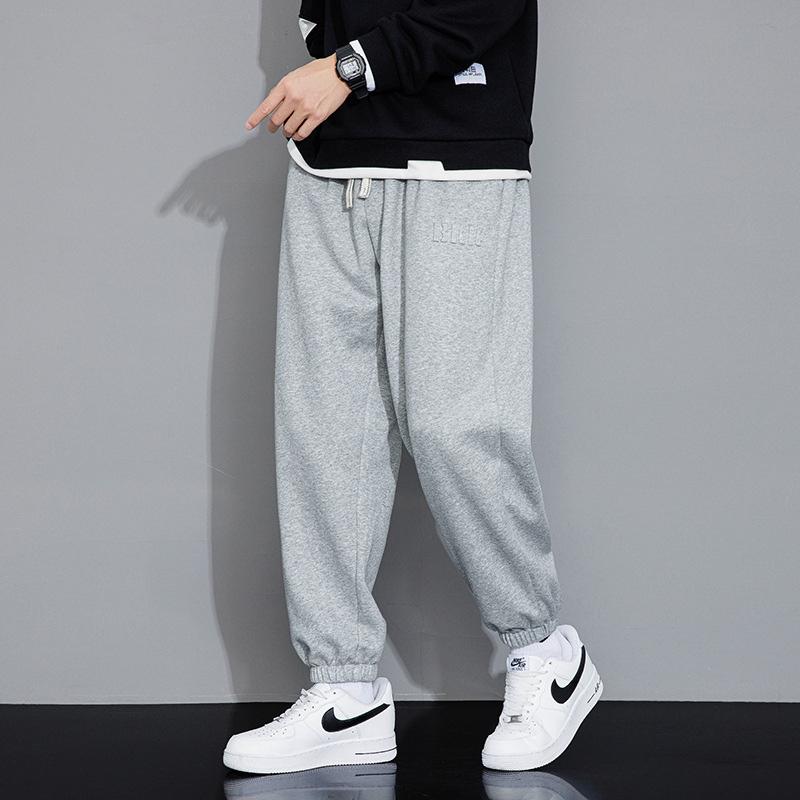 男生休闲裤春秋季大码胖子束脚运动针织裤春款裤子男士长裤潮卫裤