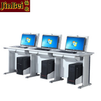 锦北翻转桌隐藏式多媒体电教室机房电脑桌嵌入式课桌030三人位