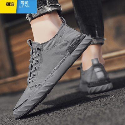 聚范冰丝男鞋夏季透气薄款老北京布鞋一脚蹬休闲帆布板鞋