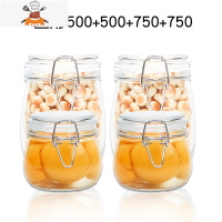 密封罐玻璃瓶带盖收纳罐蜂蜜储存储物食品级家用厨房泡菜坛子空瓶 敬平 密封罐[圆500+500+750+750]