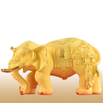 礼氏嘉礼品乔迁开业绒沙金大象摆件家居泰国象装饰品工艺品富贵吉祥