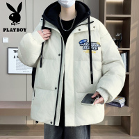 花花公子新款高品质带质检假两件羽绒服男针织帽白鸭绒潮流青少年冬季外套男