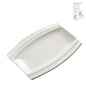 北国风光骨瓷盘碟镶金