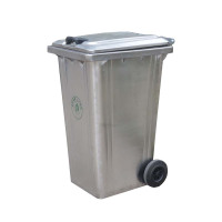 铭威盾户外240L不锈钢环卫挂车垃圾桶大号带轮120升环保市政物业果皮箱[1.5厚度+铁芯轮]240L不锈钢