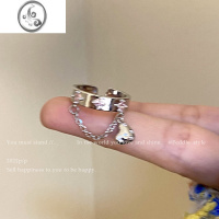 JiMiPeddle 甜酷风链条流苏戒指女小众设计高级感爱心吊坠食指环个性