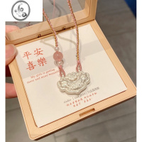 JiMi足银999好运锦鲤锁包双鱼莲花银银平安锁手工编织项链闺蜜亲子款