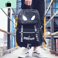 背包男双肩包ins时尚潮流休闲简约帆布旅行包韩版高中大学生书包NEW LAKE B135黑+挂件大款50*38*18cm