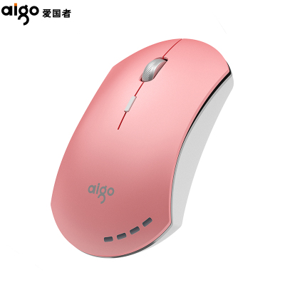 爱国者(AIGO)4D安静电量可视炫彩多色充电无线鼠标M200粉色五金滚轮续航时间长
