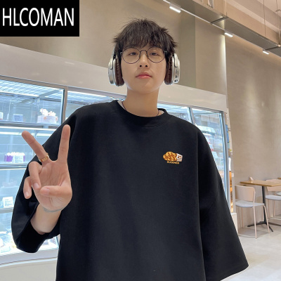 HLCOMAN230g白色短袖t恤男款夏季潮牌半截袖大码宽松体恤