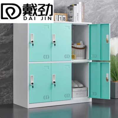 戴劲物柜多门更衣柜带锁工具柜教室学生书包柜多格子收纳柜 草绿六门