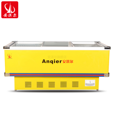 安淇尔商用卧式岛柜冰柜冷冻冷藏展示柜镀膜玻璃商超岛柜陈列柜双层镀膜玻璃SD-8682.5米-