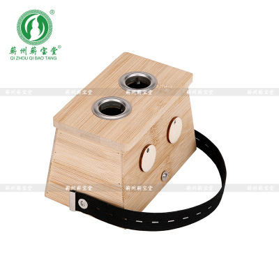蕲宝堂竹制两孔灸艾灸器艾灸仪家用艾炙艾灸盒艾灸工具随身灸蕲艾条蕲艾柱艾柱中医保健款非无烟加厚款
