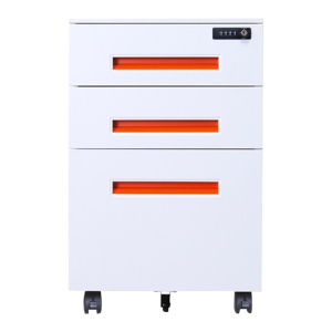 臻远 办公移动柜钢制活动柜带轮移动文件柜办公室矮柜 红色拉手机械密码锁 ZY-HDG-10