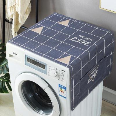 家柏饰(CORATED)北欧风格滚筒洗衣机罩盖布单开双开冰箱盖巾防尘罩棉麻布艺 黑金 微波炉(35*100cm)