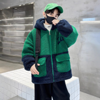 男童加厚外套秋冬新款冬装中大儿童加厚夹棉毛毛衣外套冬季