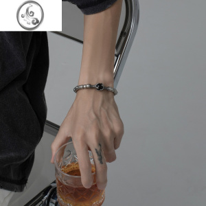 JiMi原创设计钢珠龙爪手链男高级感小众个性抽绳可调节手饰ins潮男士 银色