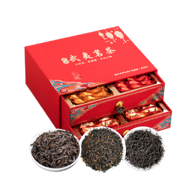痴福 红茶金骏眉正山小种乌龙茶大红袍组合装茶叶礼盒装500克