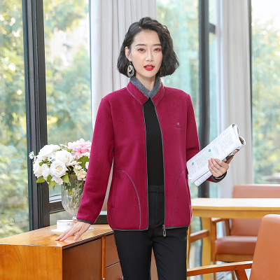 暖青汇卫衣女加绒女士春秋季妈妈装宽松摇粒绒外套中老年女装珊瑚绒外衣卫衣