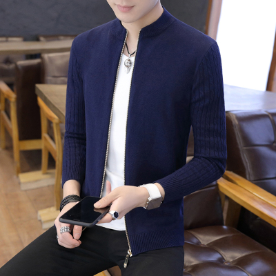 HLCOMAN针织开衫男青年外穿立领外套秋季男士毛衣修身韩版风衣潮男装毛线风衣