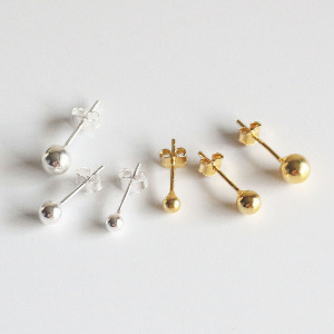 S925纯银小光珠圆球小耳钉耳饰耳骨钉男女极简约欧美风送银耳堵送女朋友老婆情人节七夕生日礼物