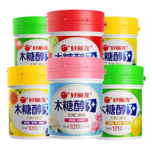 好丽友 木糖醇无糖口香糖101g*2瓶 [红]草莓+青提+香瓜
