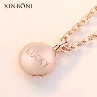 鑫铂尼小金豆锁骨链lucky项链女小幸运字母幸运豆豆玫瑰金色吊坠520情人节生日礼物送女生女友闺蜜姐妹