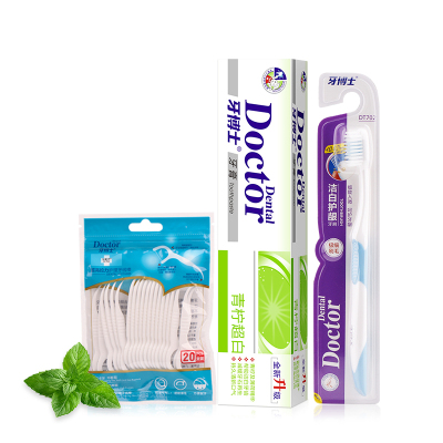 牙博士 青柠组合装 105g*1+牙线棒*1+牙刷*1