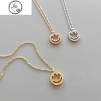 气质微镶钻笑脸表情项链钛钢镀金色玫瑰金精致女锁骨链 JiMi