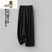 YANXU日系秋季黑色高端铜氨直筒垂感阔腿长裤新慵懒风夏季拖地休闲裤男