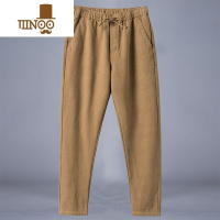 YANXU亚麻裤男士薄款宽松大码运动直筒裤夏季棉麻裤子男休闲9九分长裤