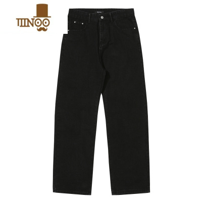 YANXU美式街头黑色直筒牛仔裤宽松高街ins潮休闲老爹长裤子男拖地复古