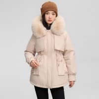 加绒加厚派克服女冬季新款大毛领可拆卸连帽洋气宽松棉服外套