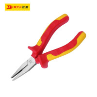 波斯(BOSI)VDE绝缘耐压扁嘴钳(6"/160mm)把