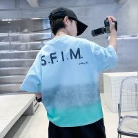 男童夏款短袖2025新款夏季字母印花T恤衫中大儿童男孩夏装上衣潮t