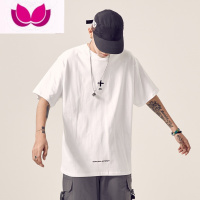 七斓男道夏季新款日系简约短袖T恤男生潮牌宽松ins百搭情侣半袖上衣男