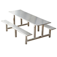 利特莱依学校食堂不锈钢餐桌椅4人6人10人位工厂员工饭堂连体快餐桌椅组合8人位不锈钢(加固)