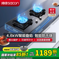 [国补15%]帅康(sacon)E8T01F燃气灶防干烧4.6kW大火力嵌入式双眼灶可调节免改孔钢化玻璃台式煤气灶液化气
