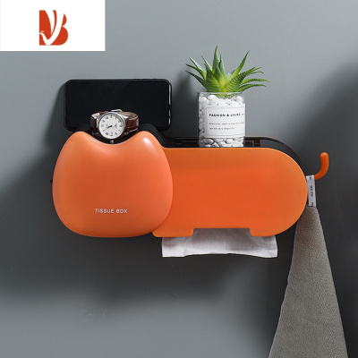 三维工匠多厕所纸巾盒防水免打孔壁挂式浴室卫生间收纳置物架创意可爱 余烬红