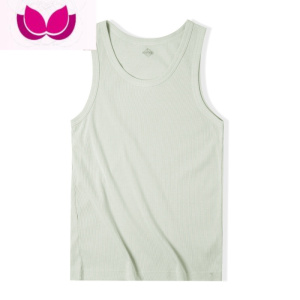 七斓工装 复古纯色修身无袖棉背心T恤运动健身户外内穿打底衫男夏 米白色 2XL