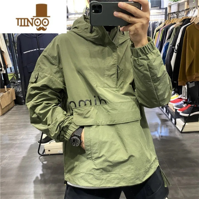 YANXU日系cityboy工装外套男美式复古潮牌高街连帽冲锋衣套头夹克