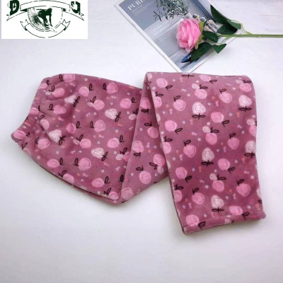 HLCOMAN法兰绒睡裤女款秋冬季大码保暖加绒加厚珊瑚绒宽松中老年人家居裤睡裤