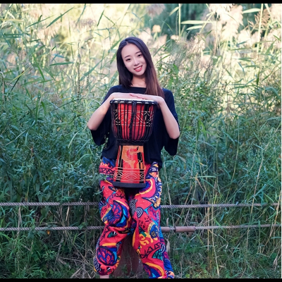 非洲鼓云南丽江手鼓儿童初学者幼儿园8寸10寸12寸成人初学手拍鼓标12寸-彩雕款棕色