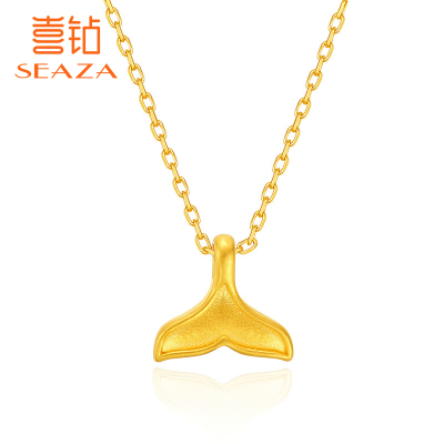SEAZA喜钻GOLD乐园-3D硬金黄金吊坠鱼尾足金999转运珠吊坠女赠银链足金吊坠