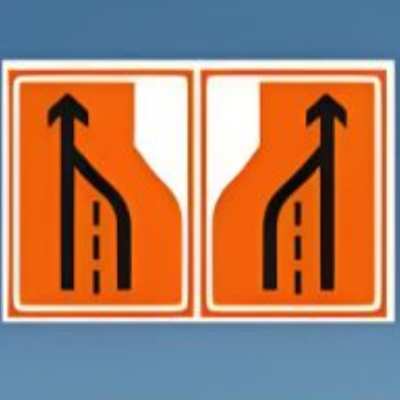 定制款车道减少标志改道警示指示牌铝板交通标识牌1.2*1.5M 加厚款2.5米立柱 单位:套