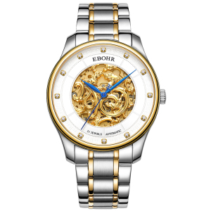 依波(EBOHR)情侣手表男女经典大师系列龙纹镂空全自动机械龙表防水前十名大品牌生日礼物送男女友腕表