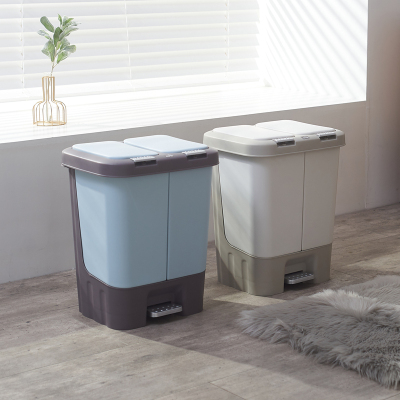 美帮汇上海垃圾分类垃圾桶家用干湿分离双桶脚踏式卫生间办公室厨房脚踩