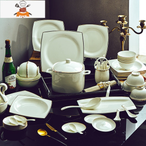 碗碟套装碗盘家用饭碗欧式乔迁轻奢简约套碗景德镇陶瓷器骨瓷餐具 敬平