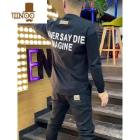 YANXU2023秋季潮牌圆领卫衣男内搭秋衣青年潮流字母印花长袖打底衫