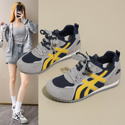 秋季小白鞋新款韩版ins女学生厚底增高皮面透气休闲鞋